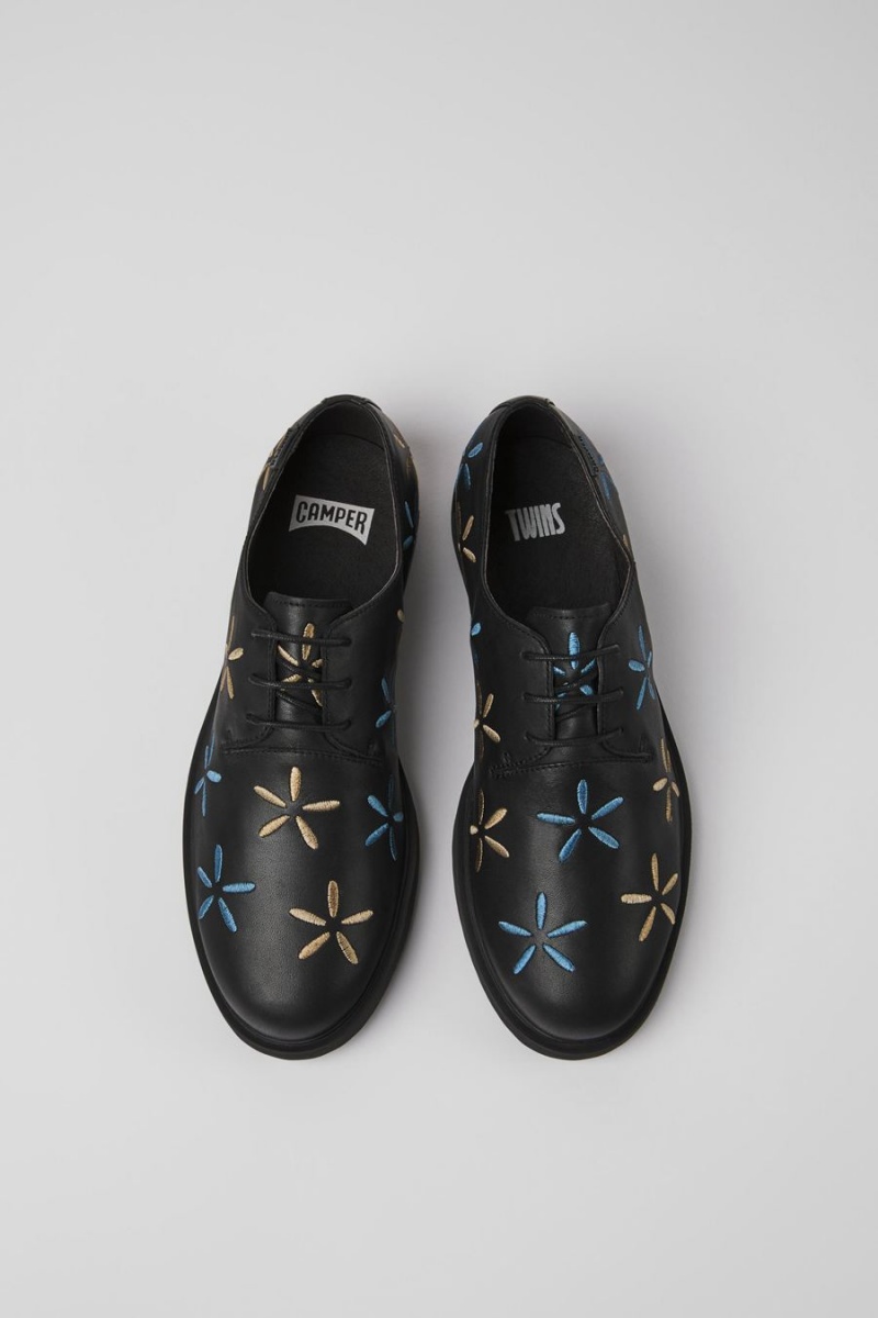 Black Women's Camper Twins Leather Slip On | 2875340-FB