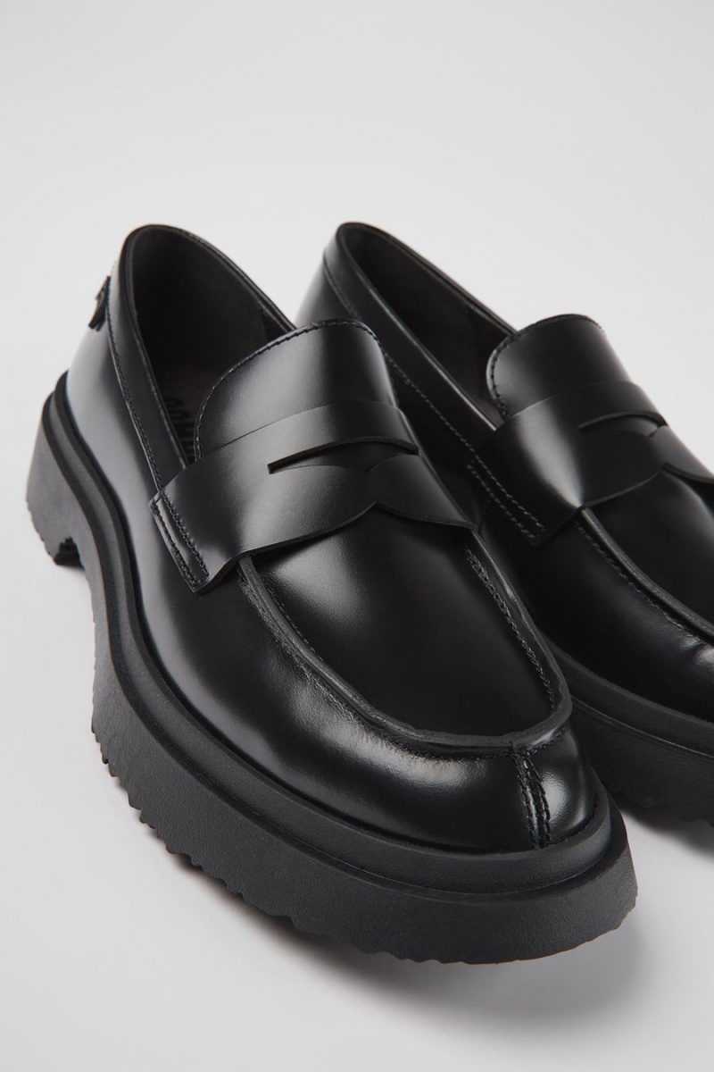 Black Women's Camper Walden Leather Loafers | 9086457-IQ