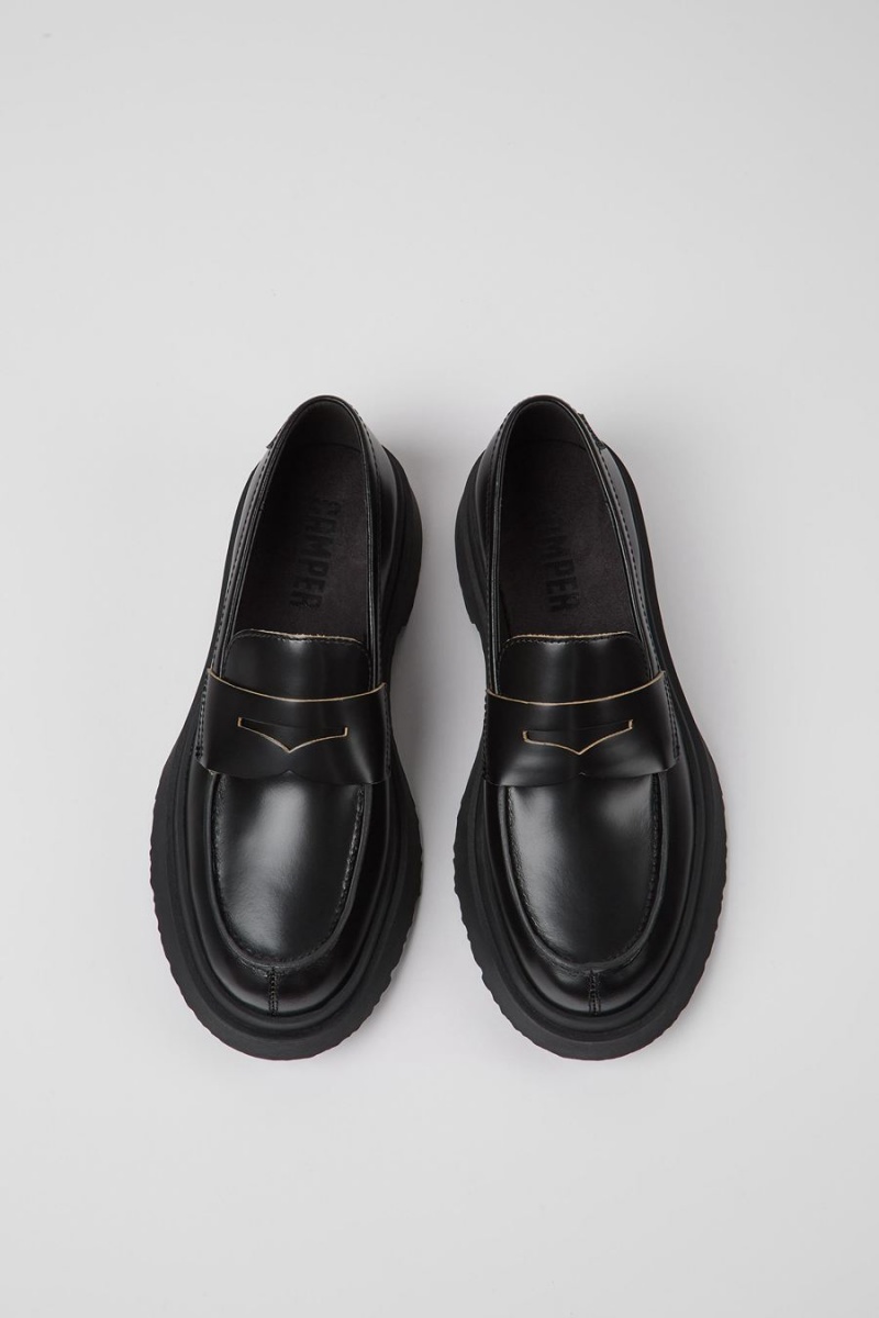 Black Women's Camper Walden Leather Loafers | 4628915-RK