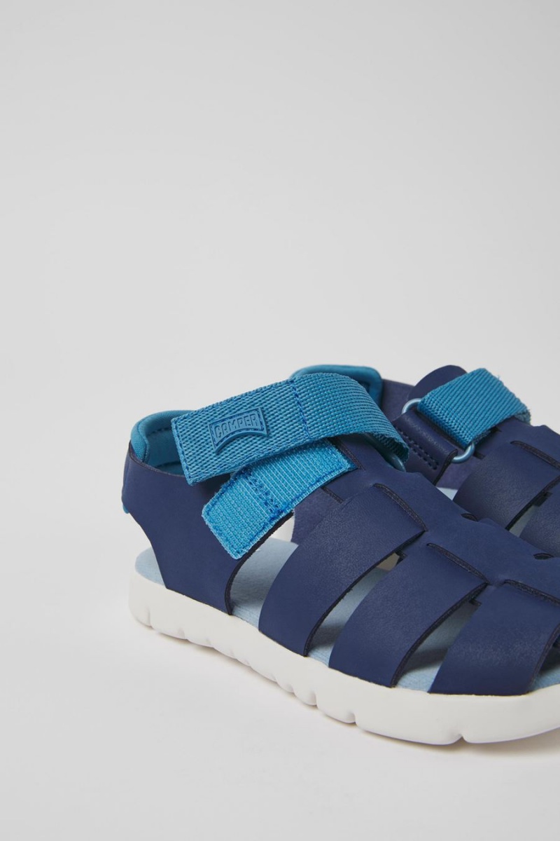 Blue Boys' Camper Oruga Leather Sandals | 2873965-JP