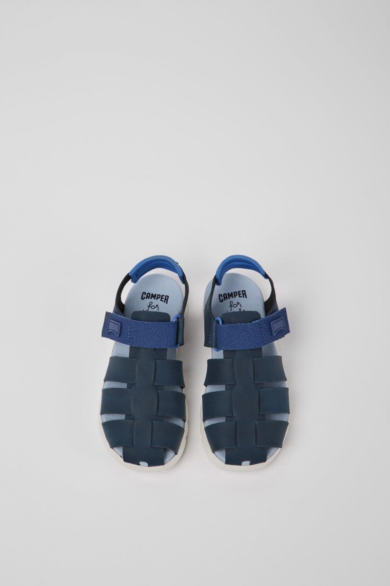 Blue Boys' Camper Oruga Leather Sandals | 4293657-ZO