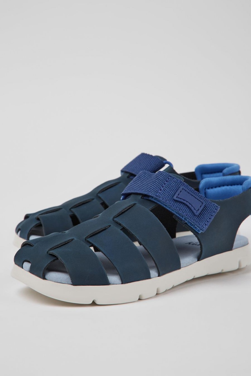 Blue Boys' Camper Oruga Leather Sandals | 4293657-ZO