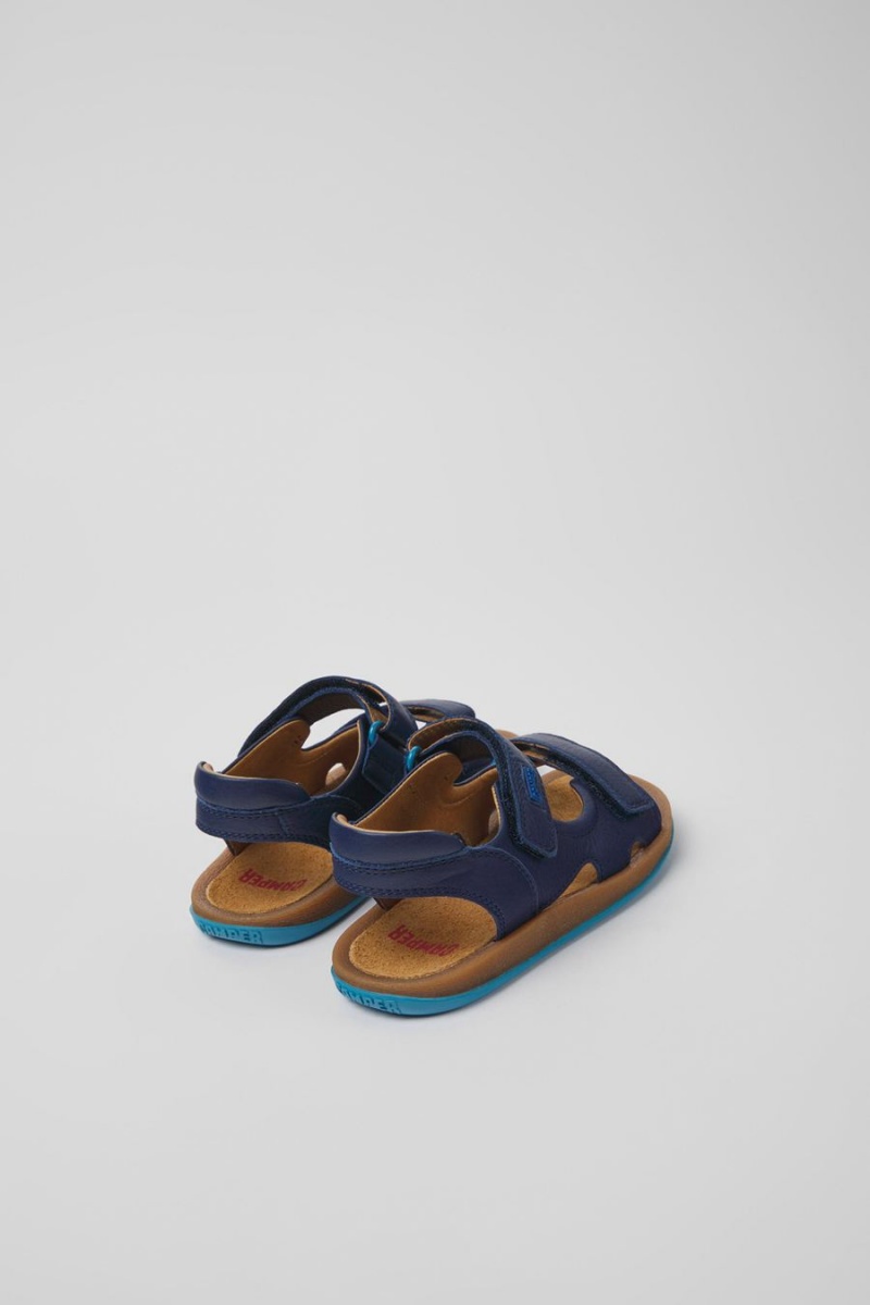 Blue Girls' Camper Bicho Leather Sandals | 5301284-ZR