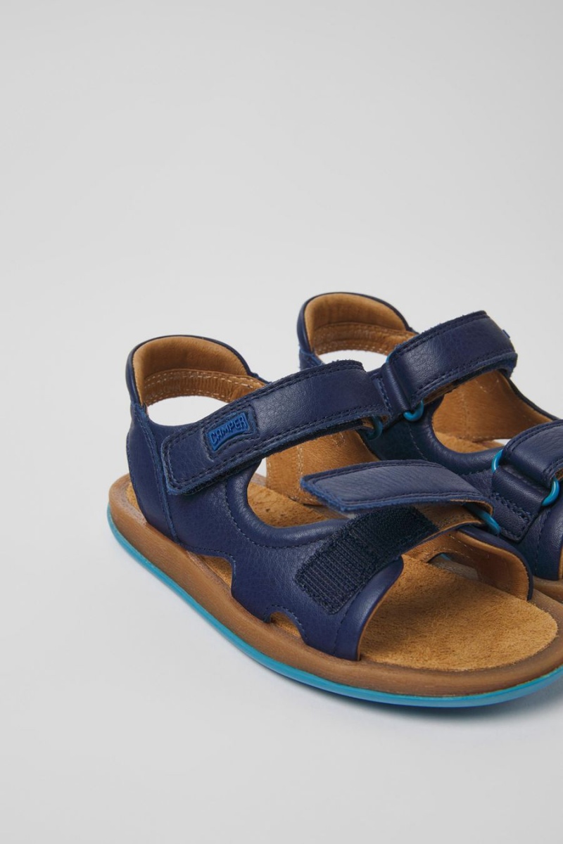 Blue Girls' Camper Bicho Leather Sandals | 5301284-ZR