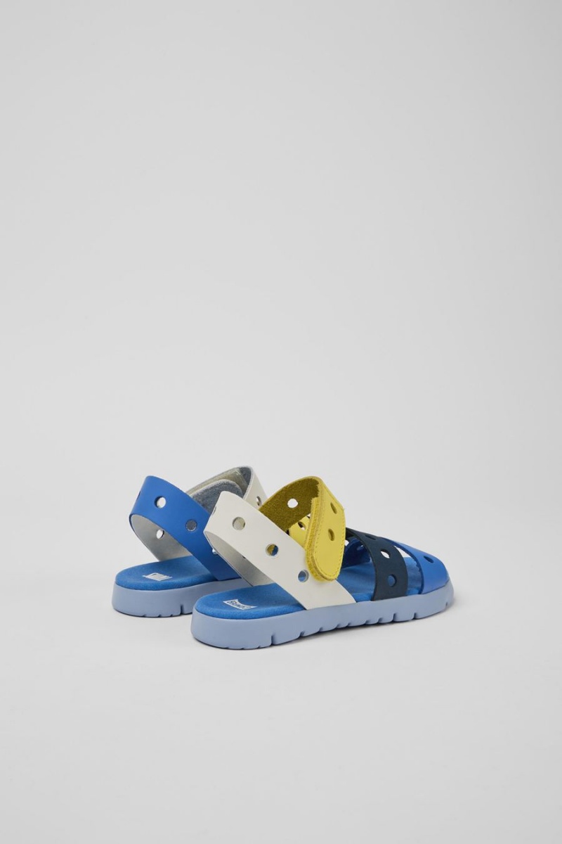 Blue Girls' Camper Twins Leather Sandals | 9317586-ZI