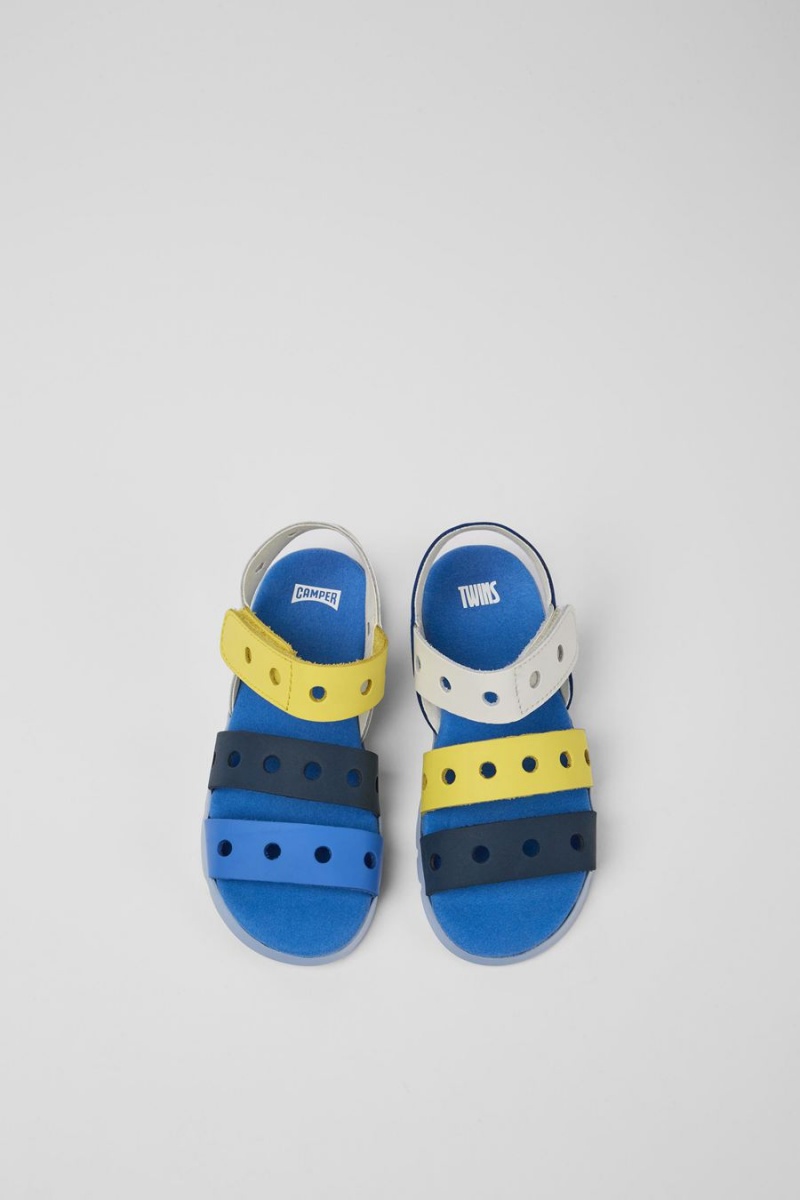 Blue Girls' Camper Twins Leather Sandals | 9317586-ZI