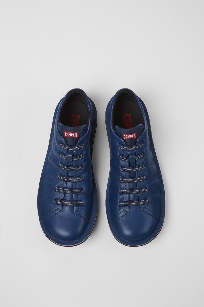 Blue Men's Camper Beetle Leather Sneakers | 8170349-UB