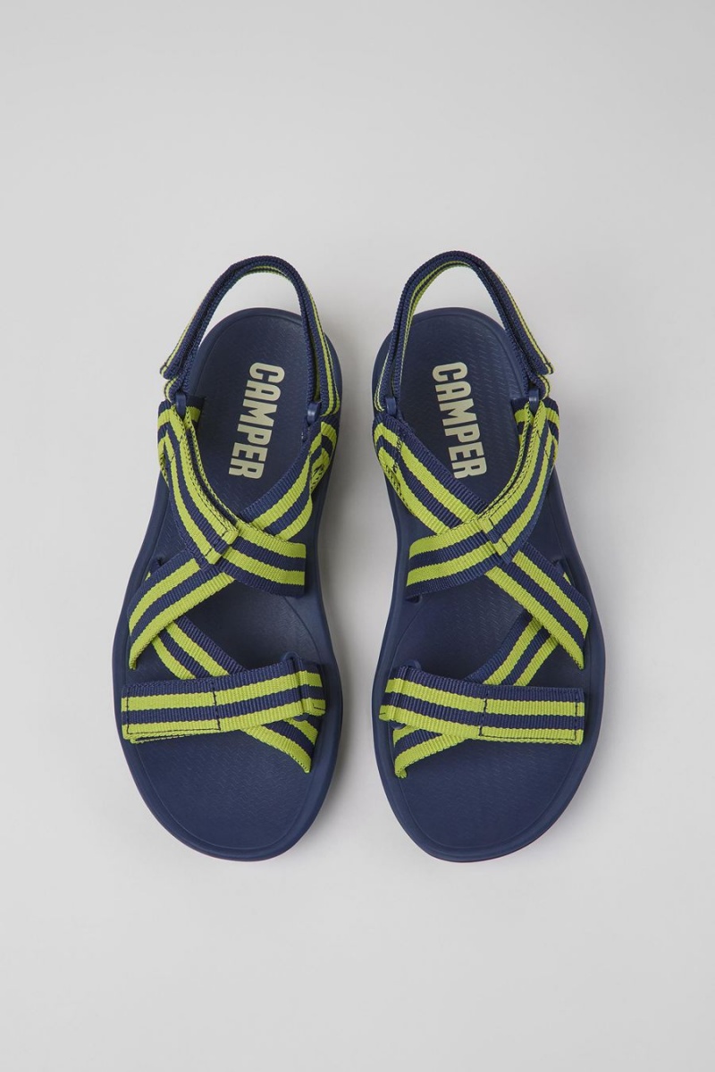 Blue Men's Camper Match Textile Sandals | 1720953-RP