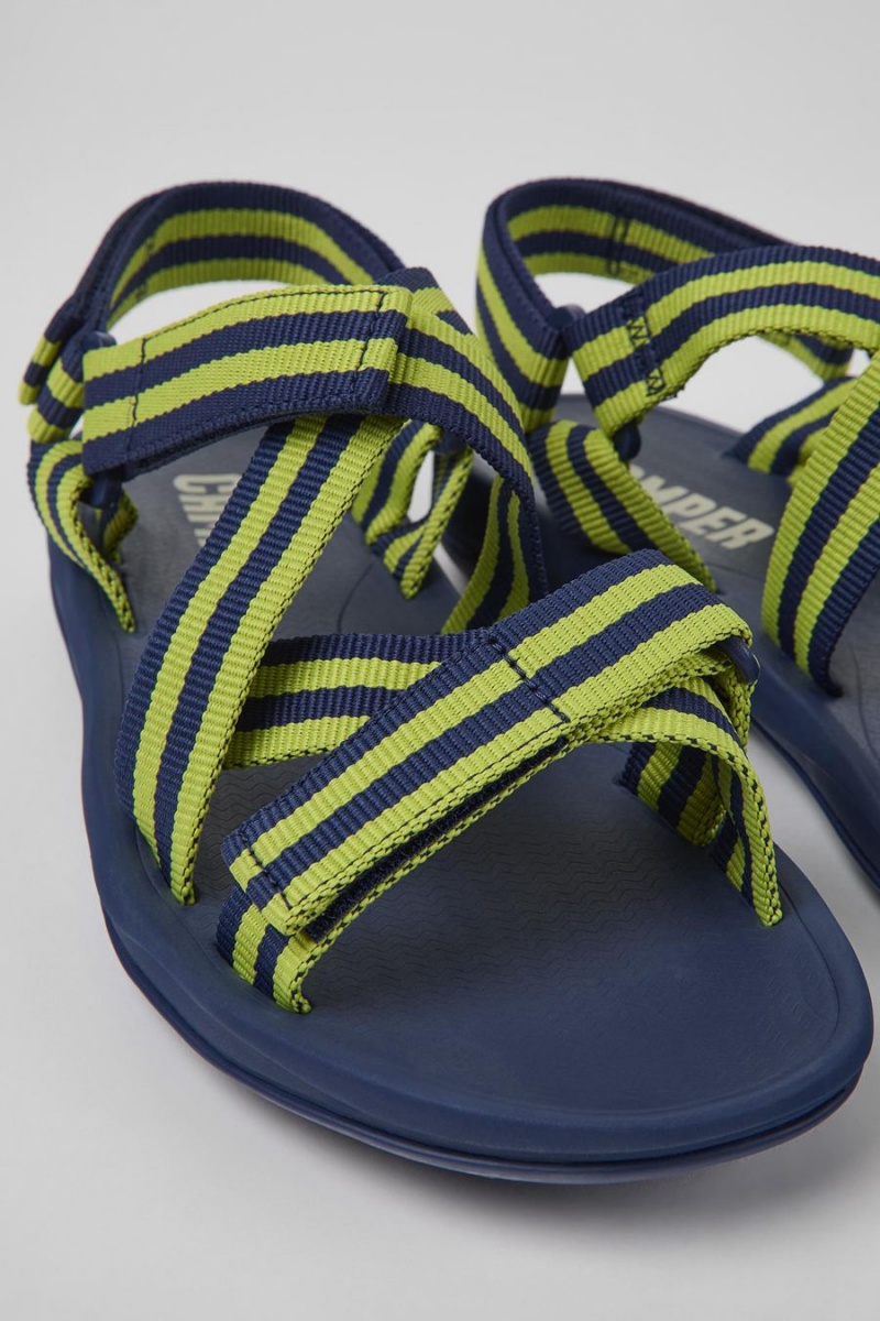 Blue Men's Camper Match Textile Sandals | 1720953-RP