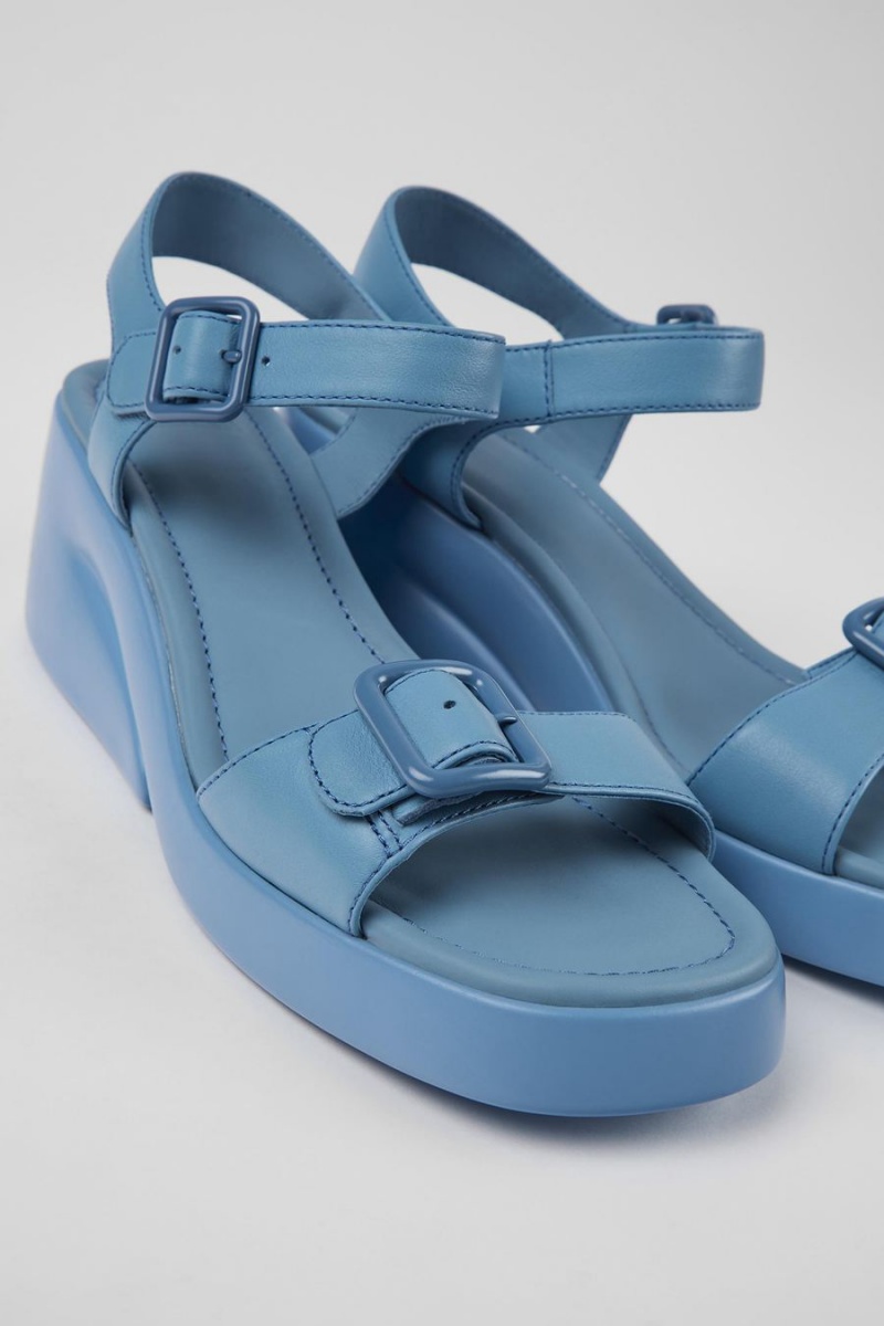 Blue Women's Camper Kaah Leather Sandals | 9451678-FS