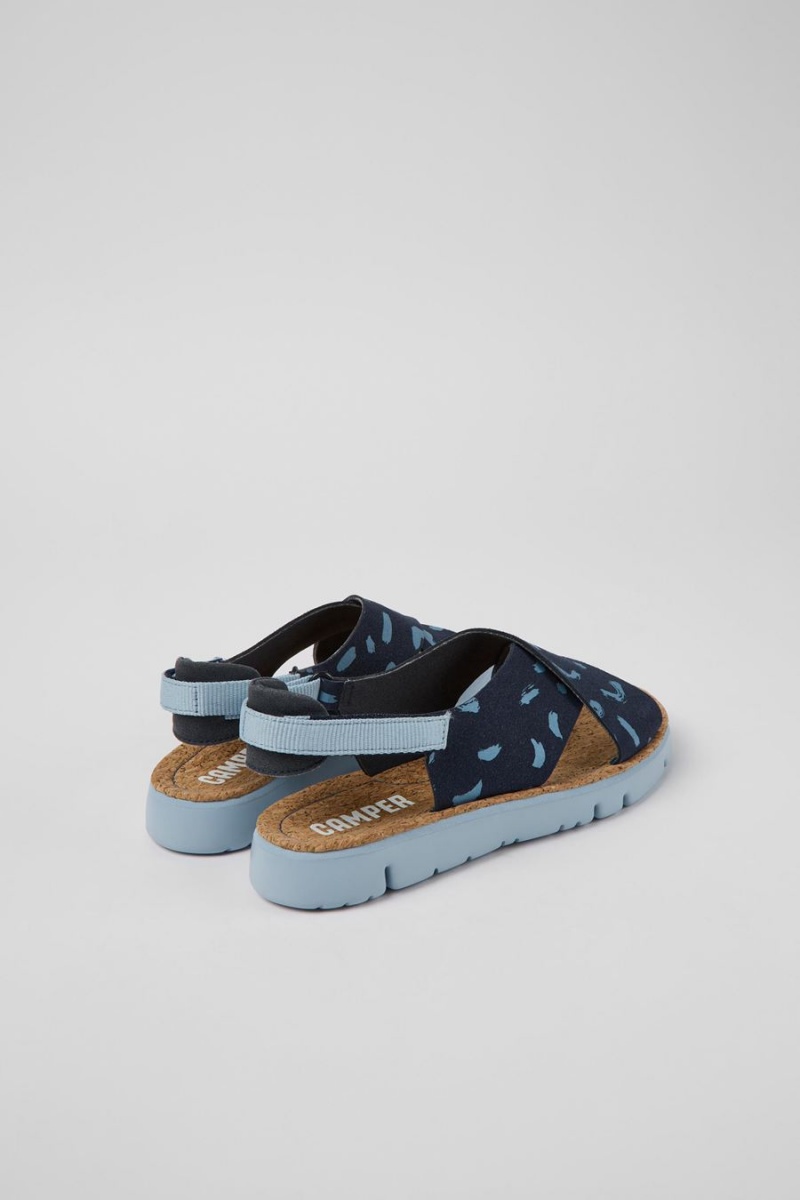 Blue Women's Camper Oruga Nubuck Textile Sandals | 0465918-SY