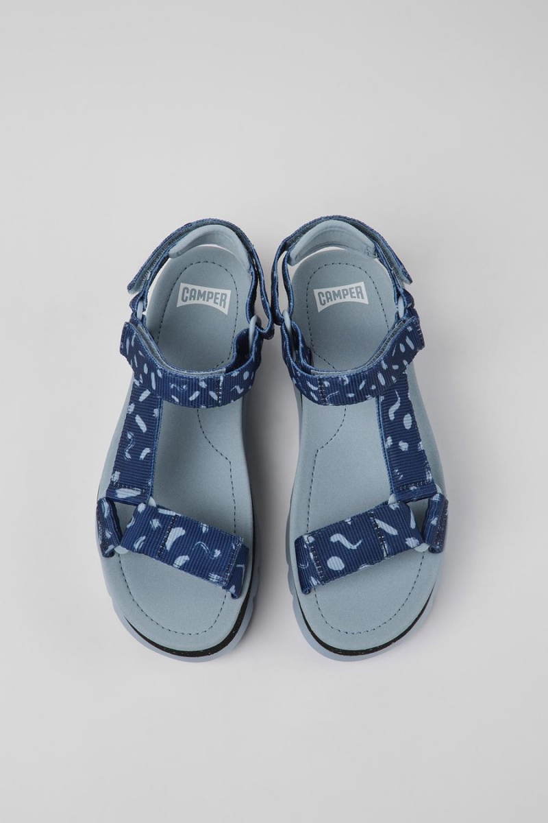 Blue Women's Camper Oruga Up Textile Sandals | 1705836-BR