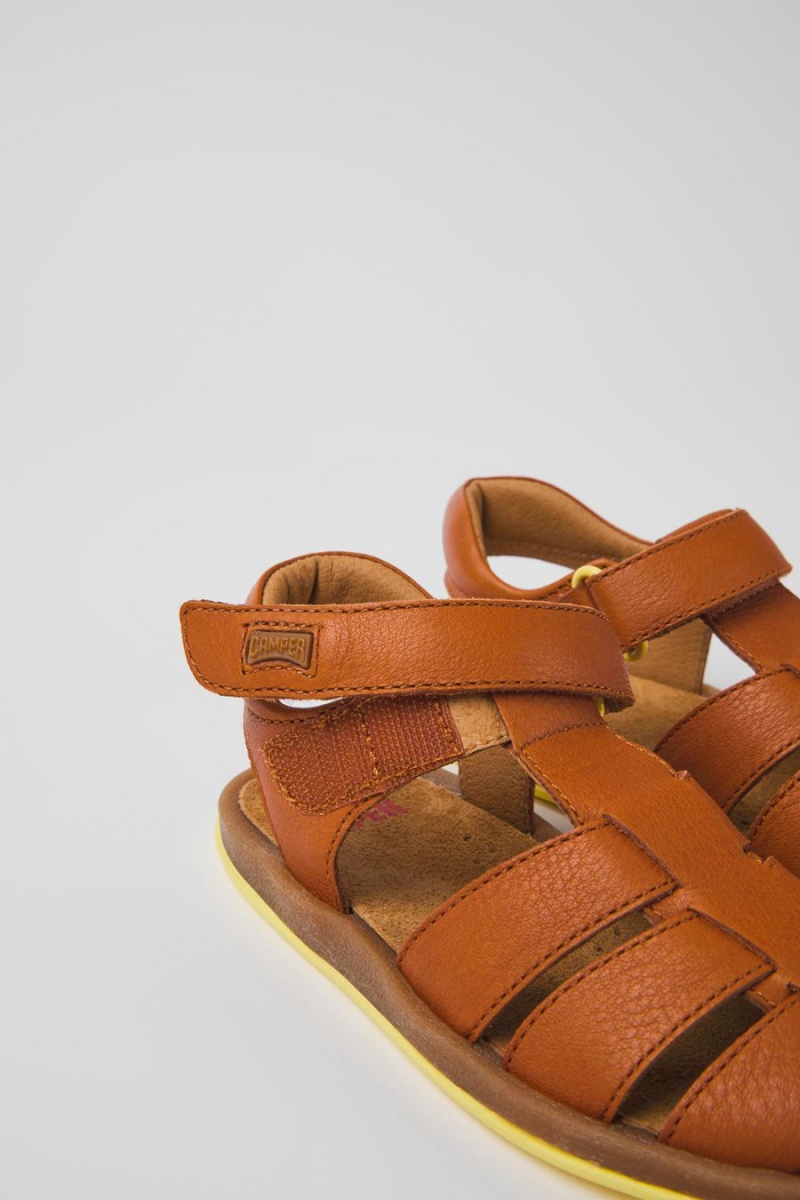 Brown Boys' Camper Bicho Leather Sandals | 6103247-DS