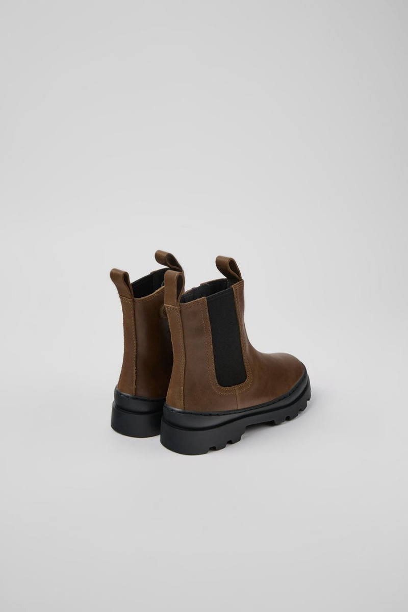 Brown Boys' Camper Brutus Leather Chelsea Boots | 1039476-JY