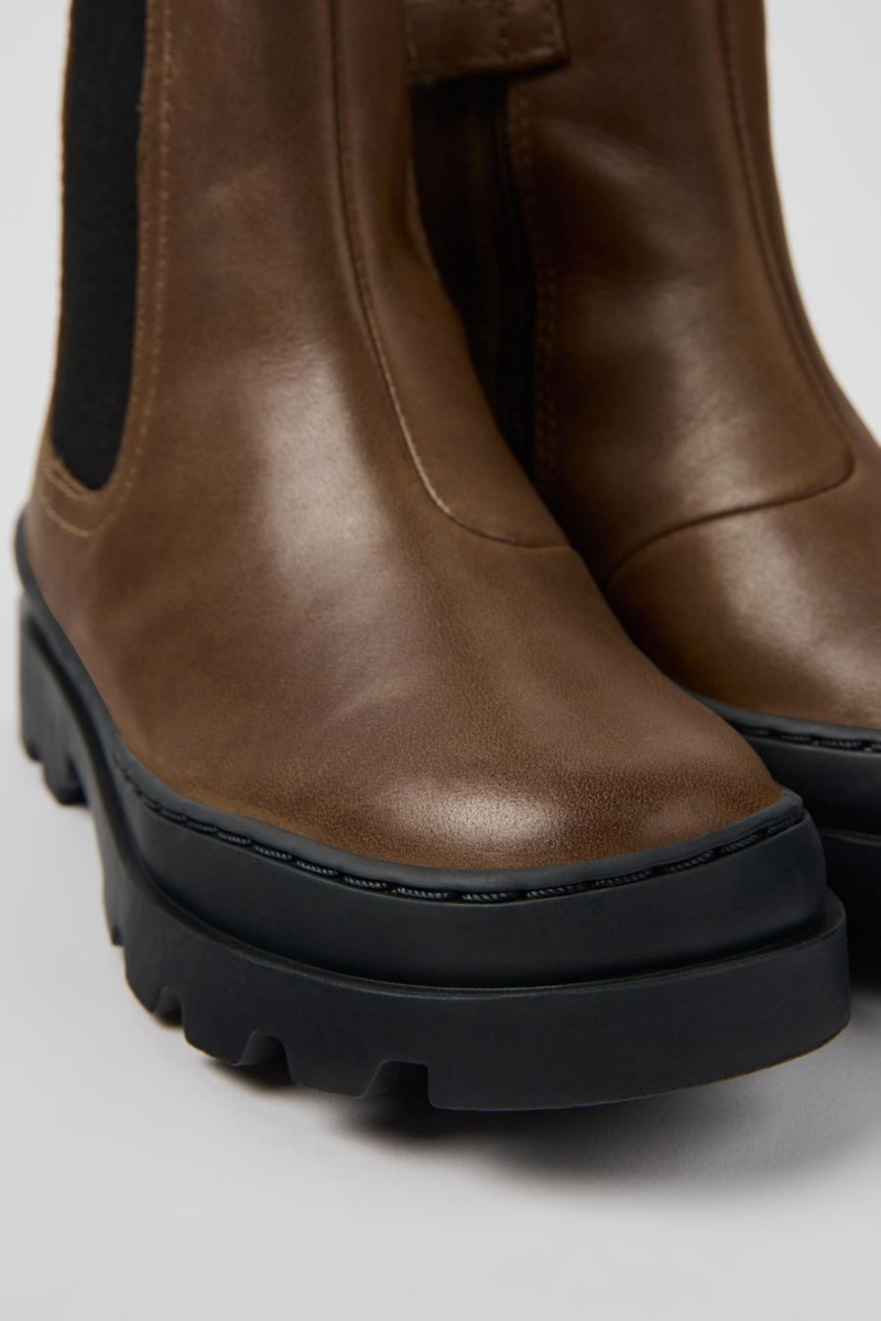 Brown Boys' Camper Brutus Leather Chelsea Boots | 1039476-JY