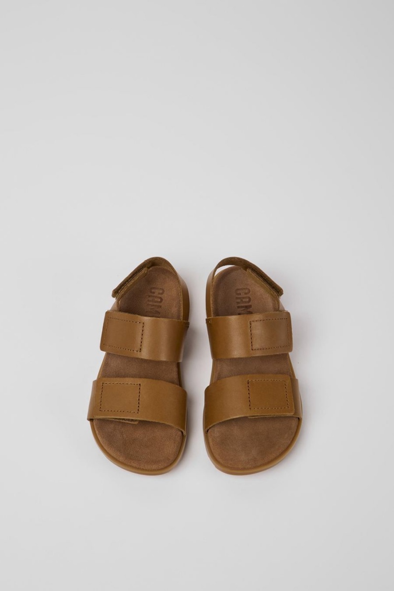 Brown Boys' Camper Brutus Leather Sandals | 8570321-YK