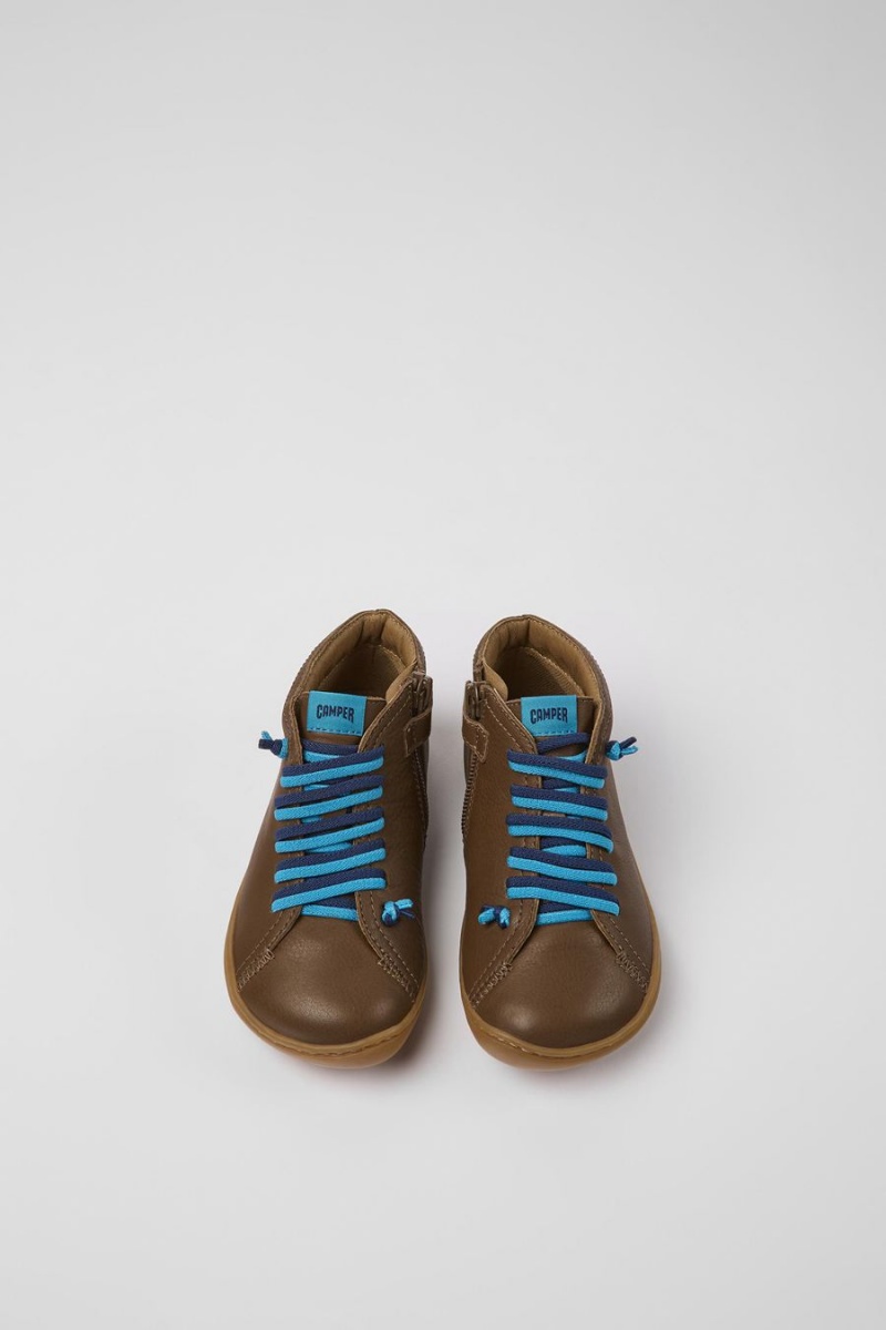 Brown Boys' Camper Peu Leather Ankle Boots | 3419562-NL