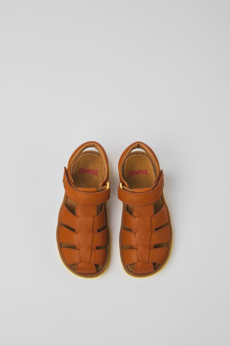 Brown Girls' Camper Bicho Leather Sandals | 2619385-EB