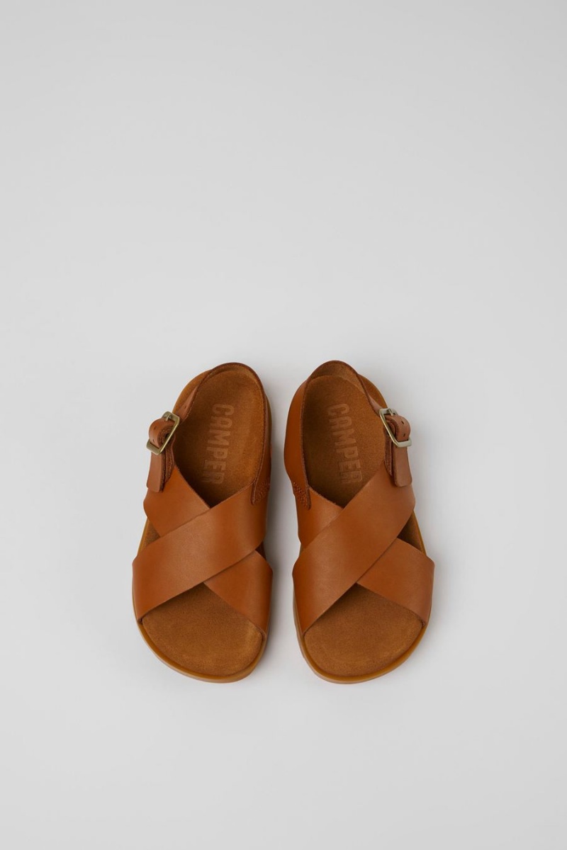 Brown Girls' Camper Brutus Leather Sandals | 5123498-EG