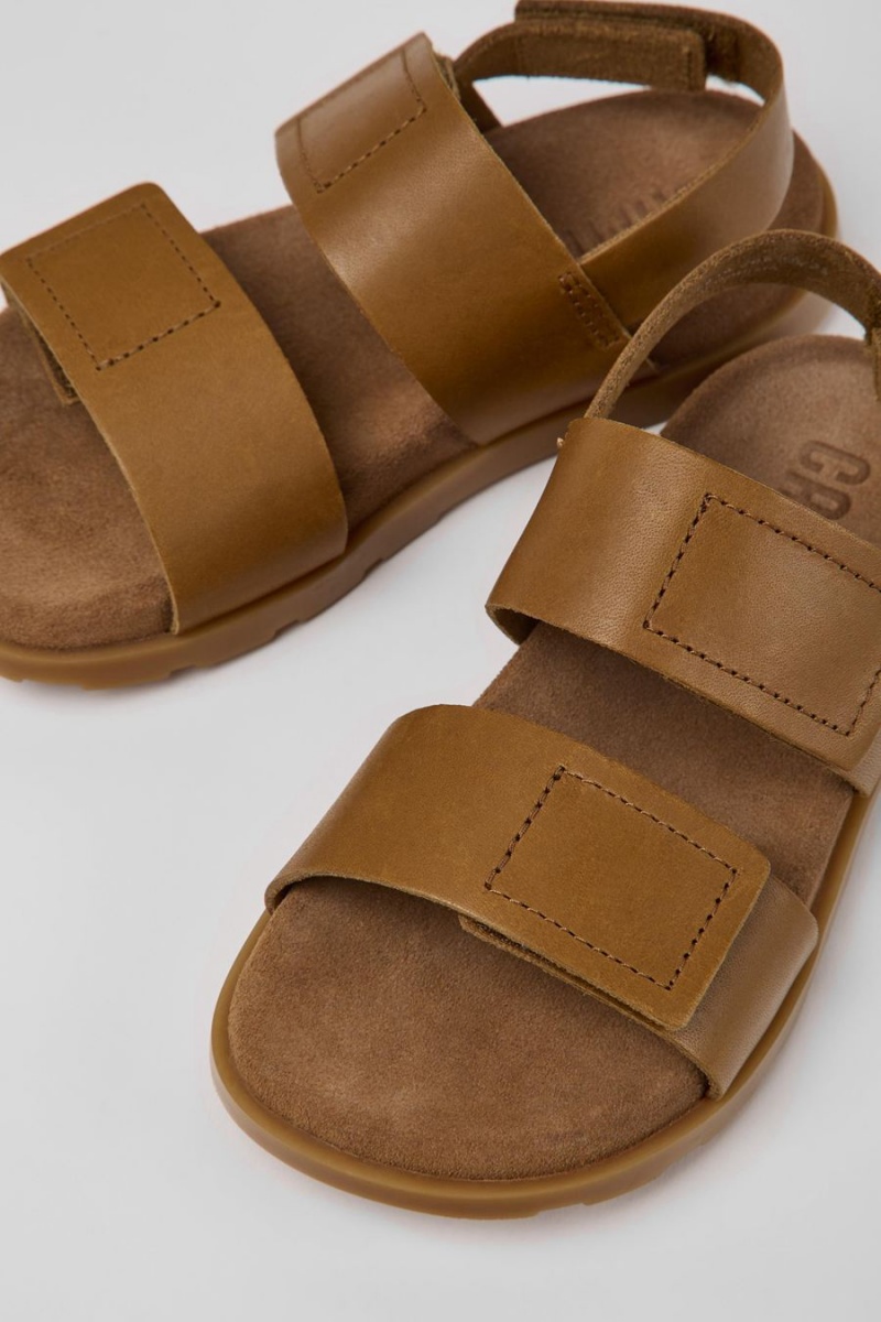 Brown Girls' Camper Brutus Leather Sandals | 0291485-VF