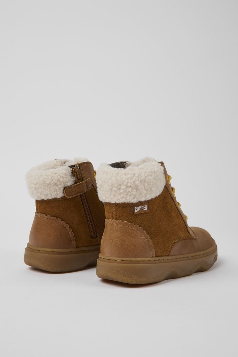 Brown Girls' Camper Leather Boots | 4251630-BK