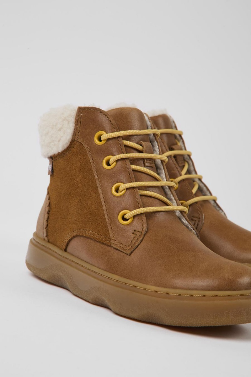 Brown Girls' Camper Leather Boots | 4251630-BK