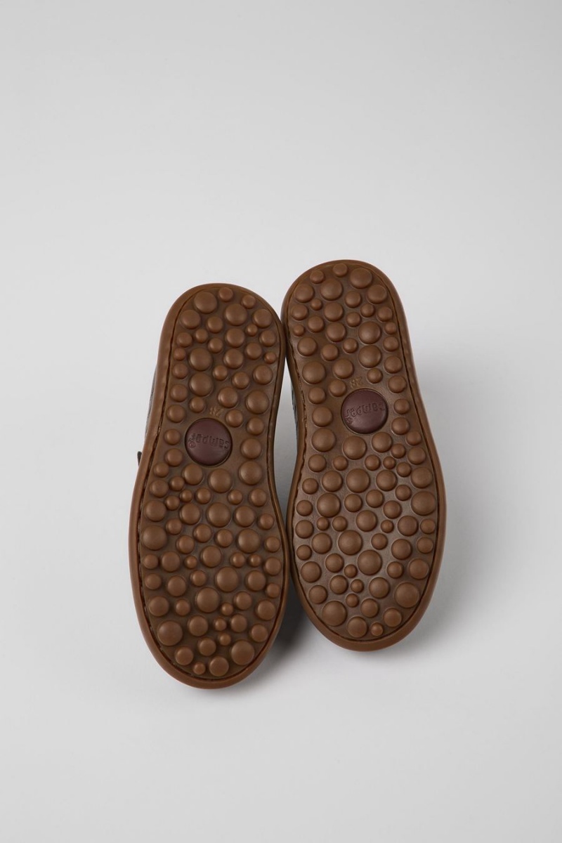 Brown Girls' Camper Pelotas Leather Textile Slip On | 2586790-WQ