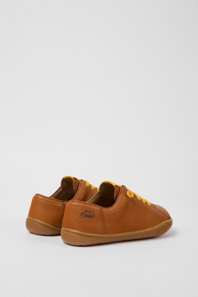 Brown Girls' Camper Peu Leather Sneakers | 9453608-WA