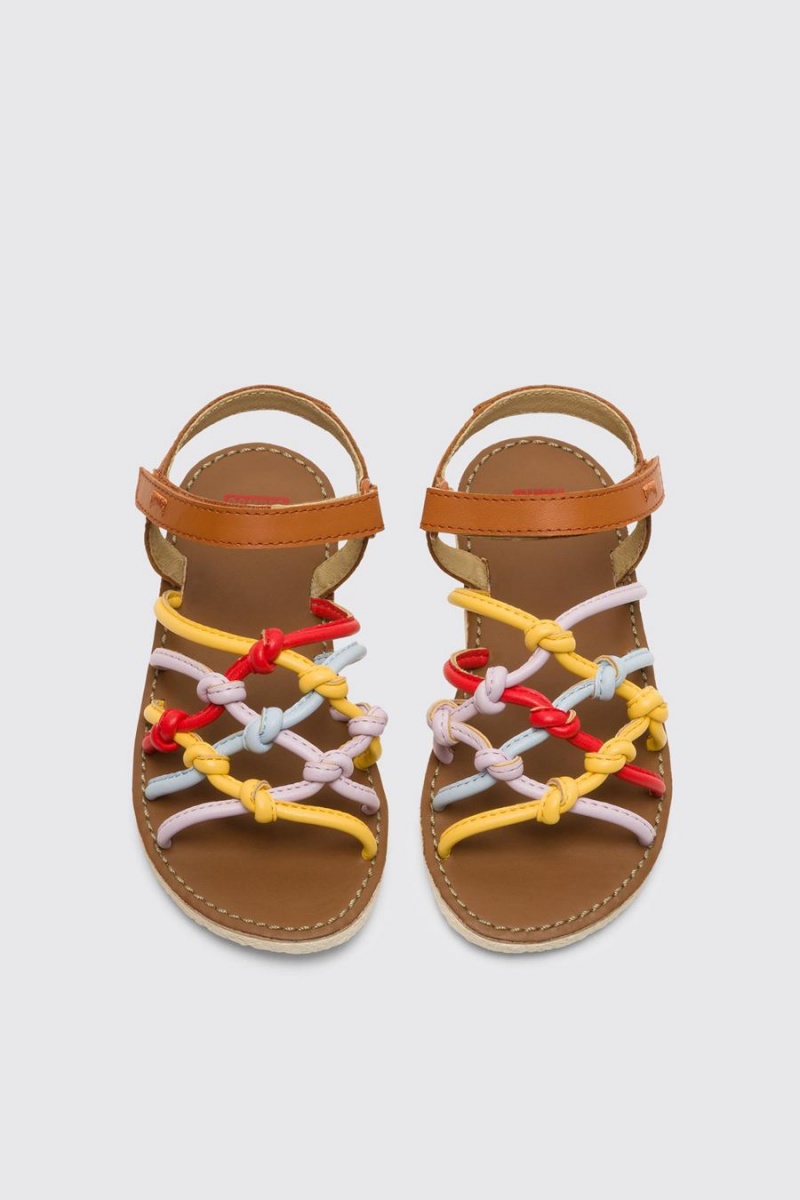 Brown Girls' Camper Twins Velcro Sandals | 6209183-PY