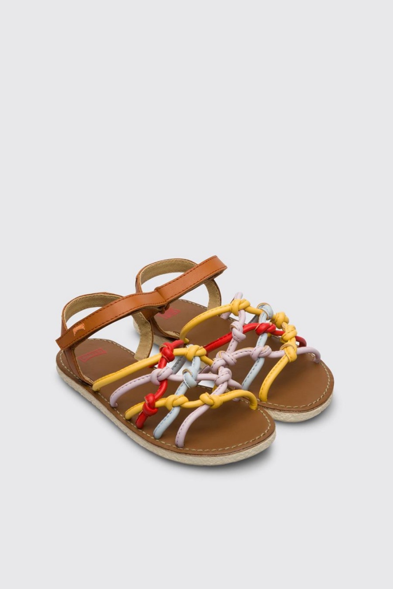 Brown Girls' Camper Twins Velcro Sandals | 6209183-PY