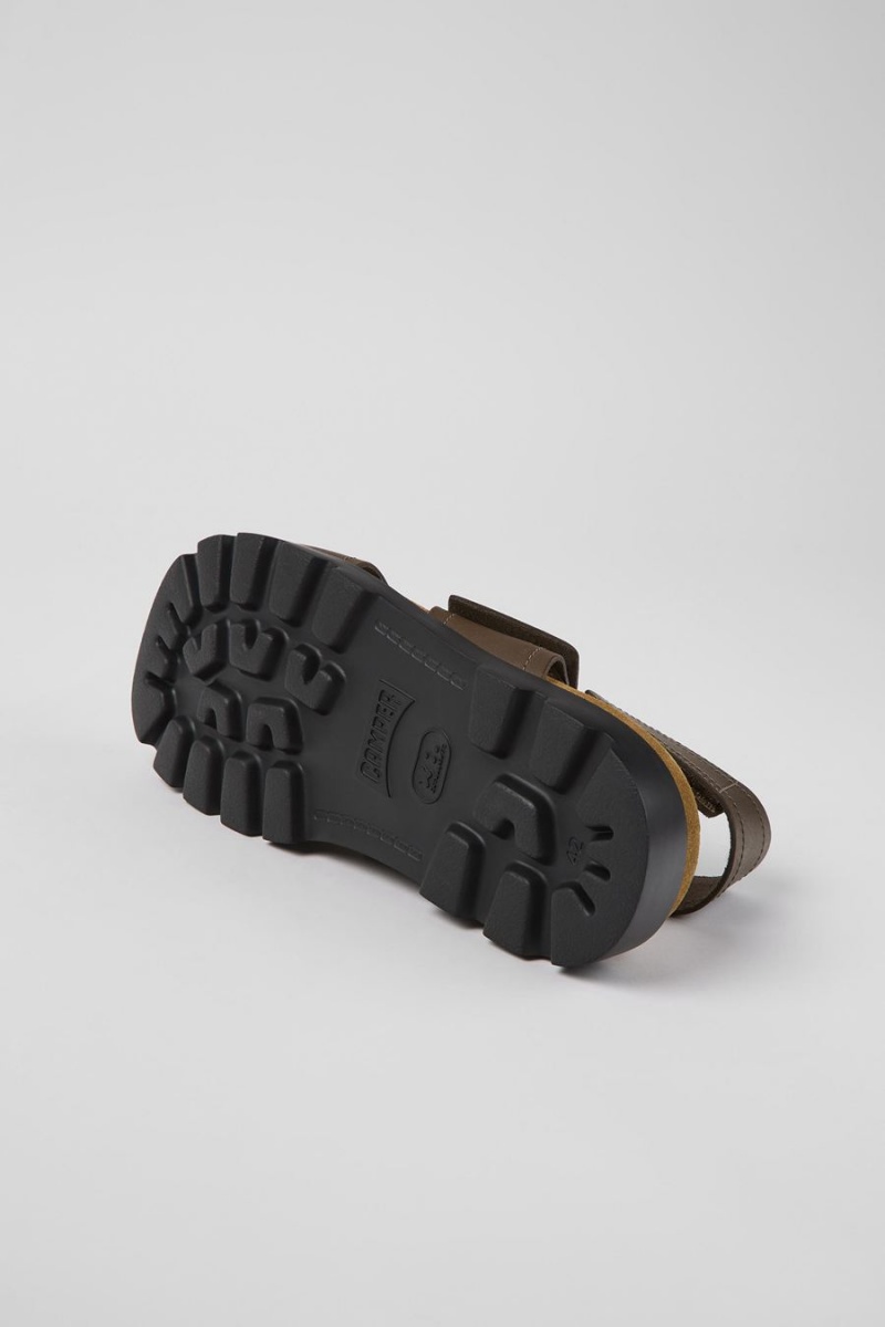 Brown Men's Camper Brutus Leather Sandals | 2158709-PL