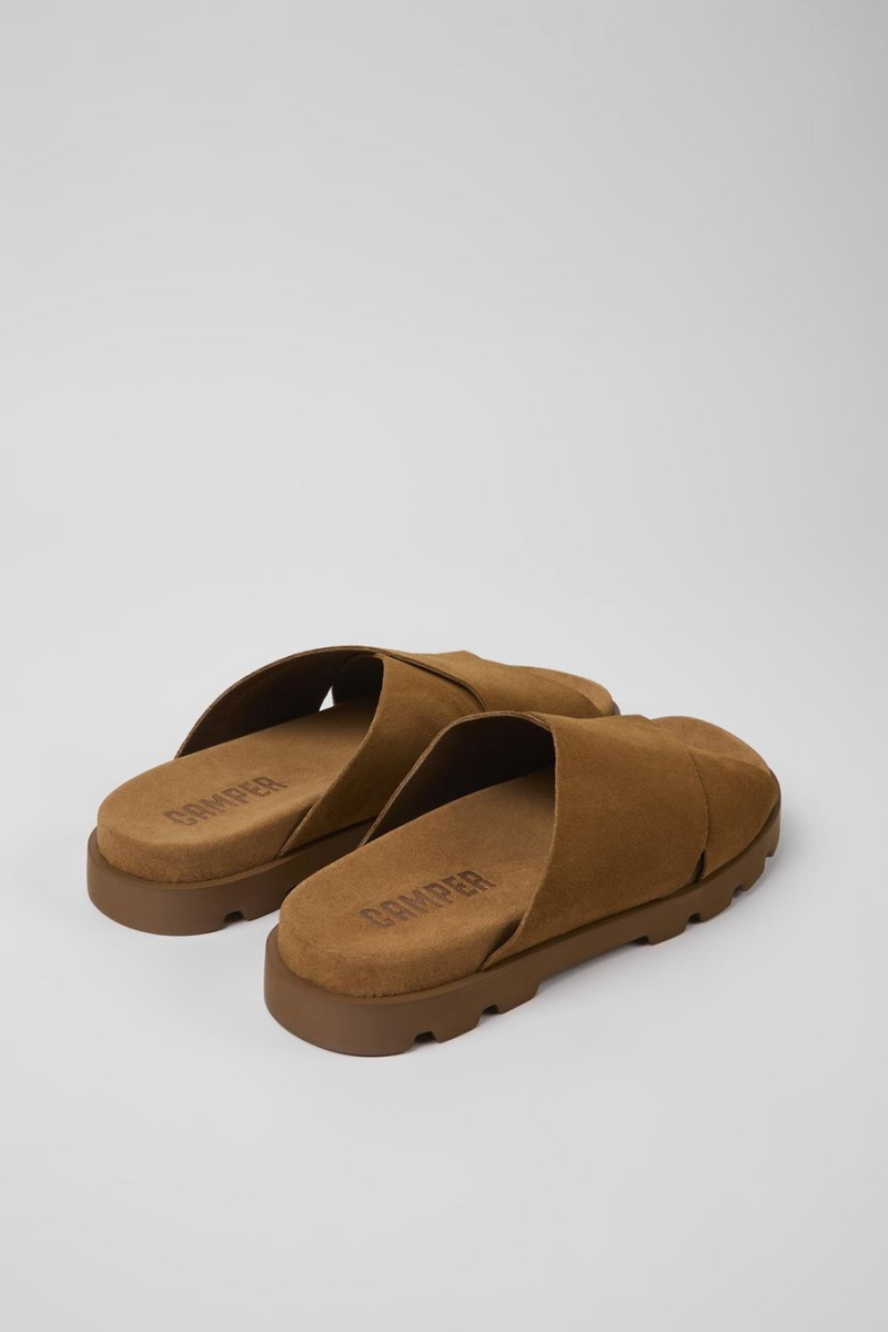 Brown Men's Camper Brutus Nubuck Sandals | 9215867-PH