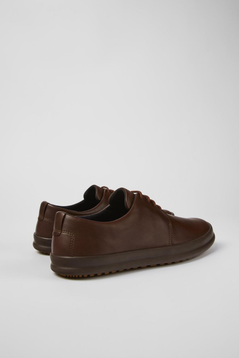 Brown Men's Camper Chasis Leather Sneakers | 4807936-BL