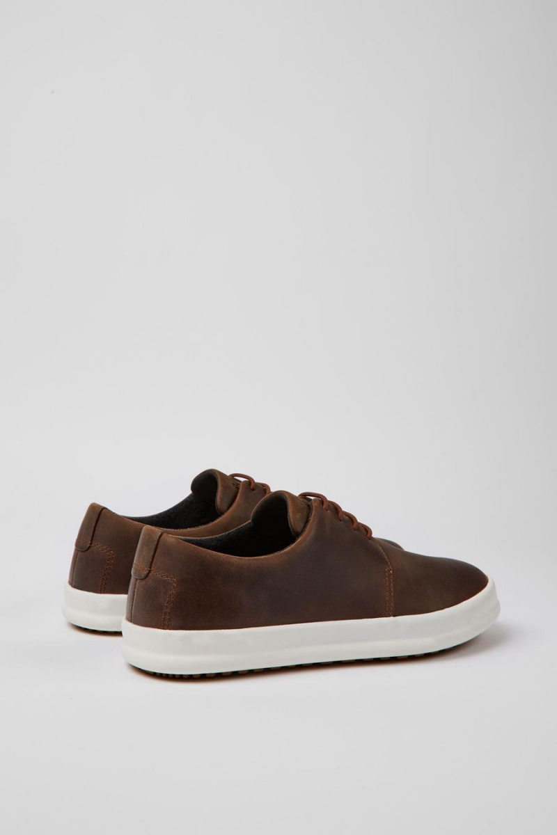 Brown Men's Camper Chasis Leather Sneakers | 4586719-WR