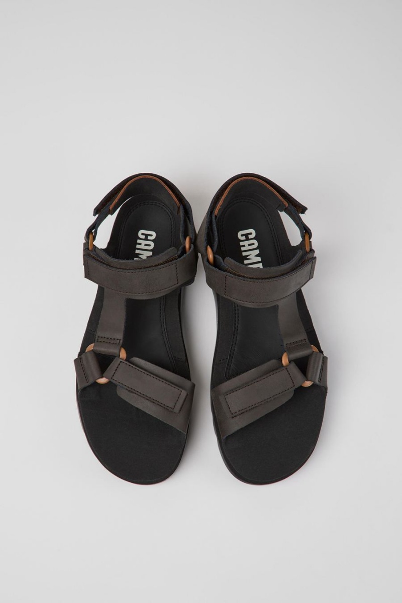 Brown Men's Camper Oruga Leather Sandals | 5380719-IU