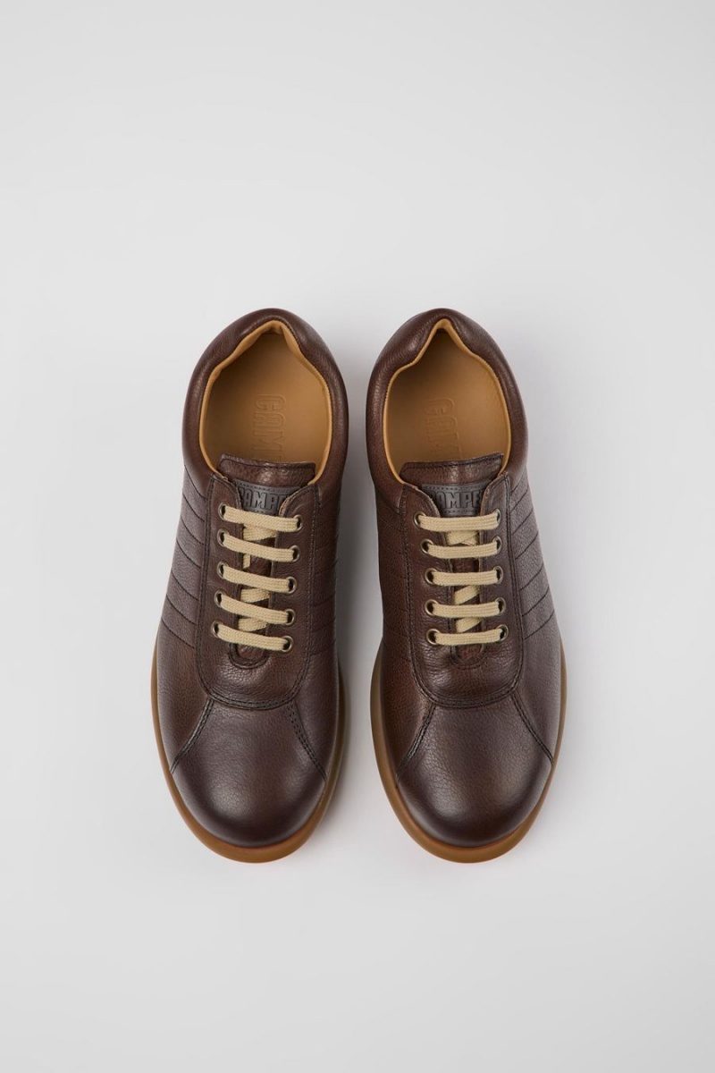 Brown Men's Camper Pelotas Vegetable Tanned Leather Sneakers | 6943581-PO