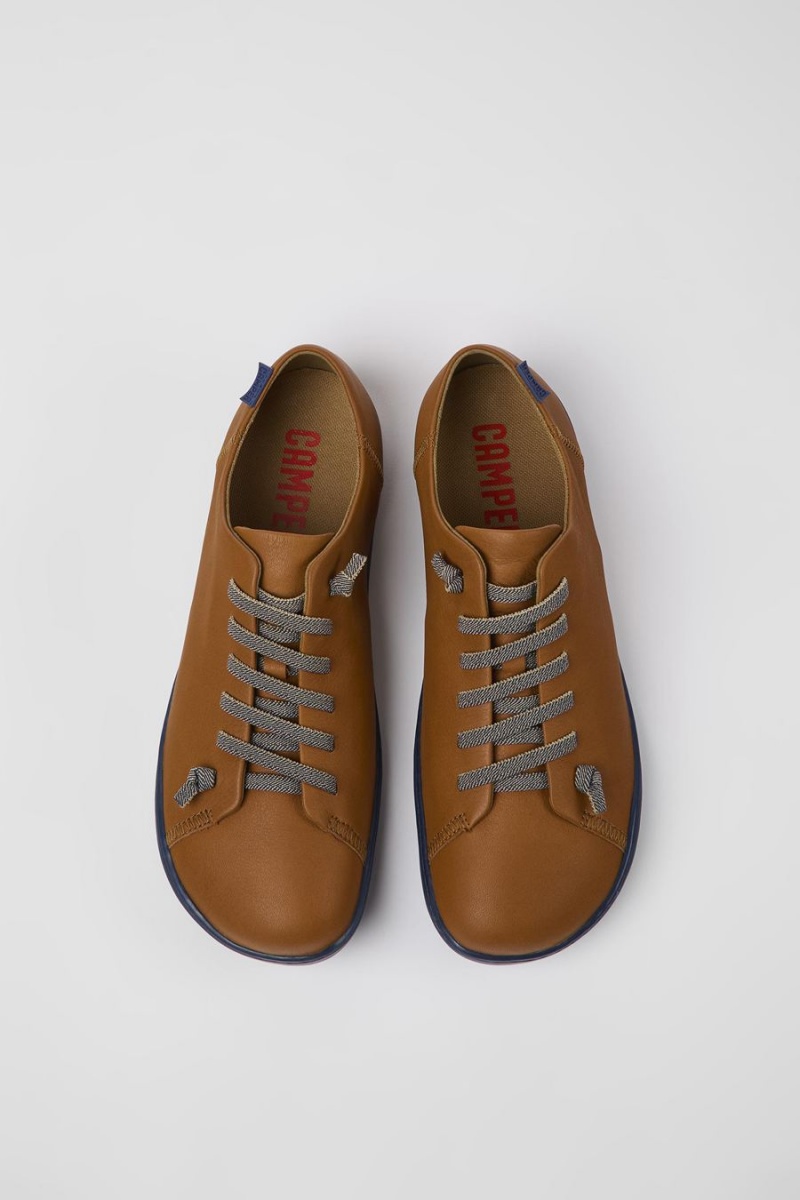 Brown Men's Camper Peu Leather Sneakers | 7539684-SW