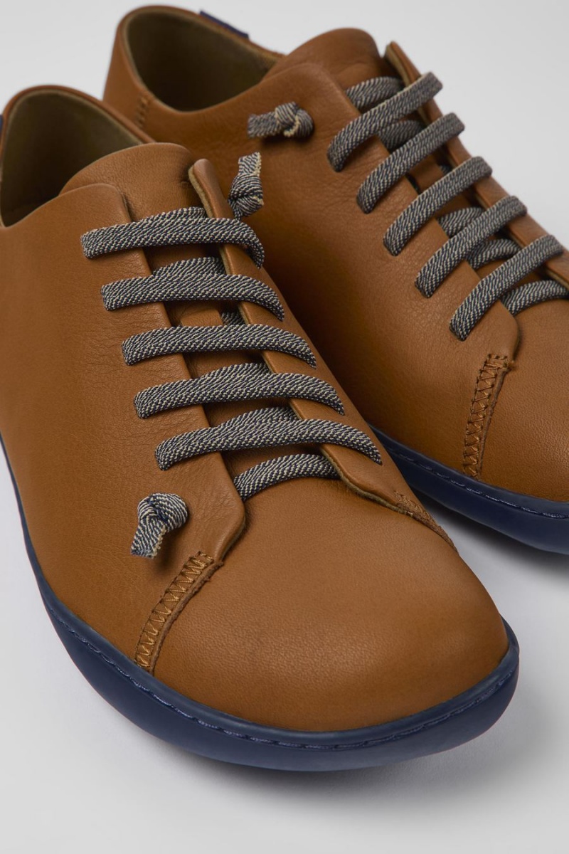 Brown Men's Camper Peu Leather Sneakers | 7539684-SW