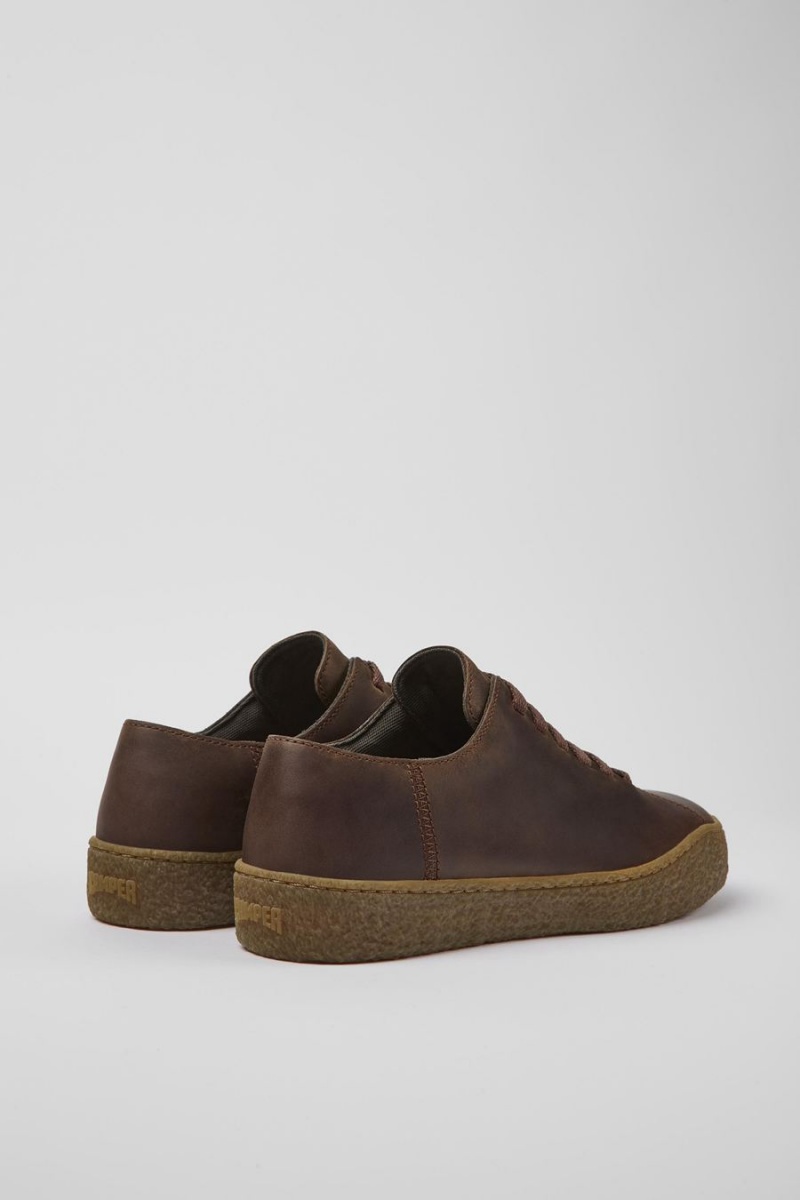 Brown Men's Camper Peu Terreno Leather Sneakers | 3714285-GW