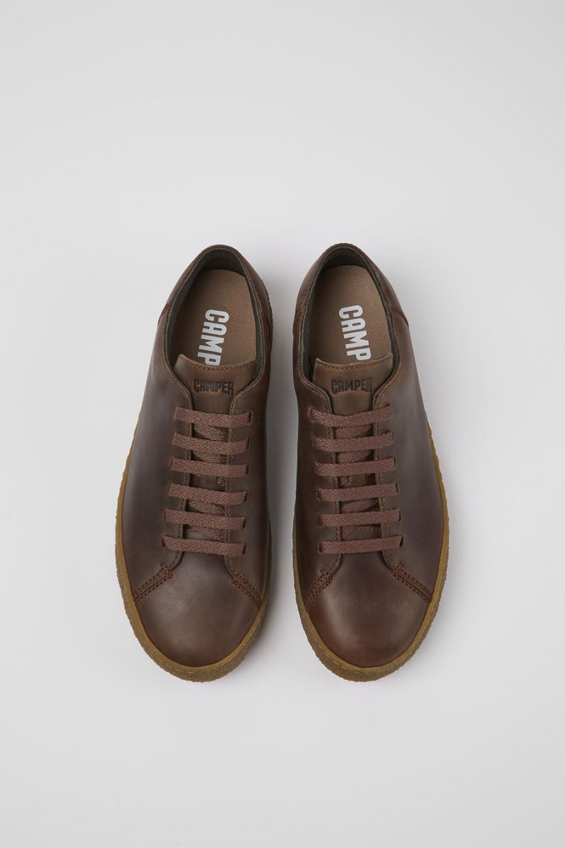 Brown Men's Camper Peu Terreno Leather Sneakers | 3714285-GW