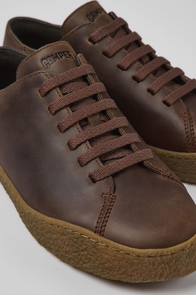 Brown Men's Camper Peu Terreno Leather Sneakers | 3714285-GW