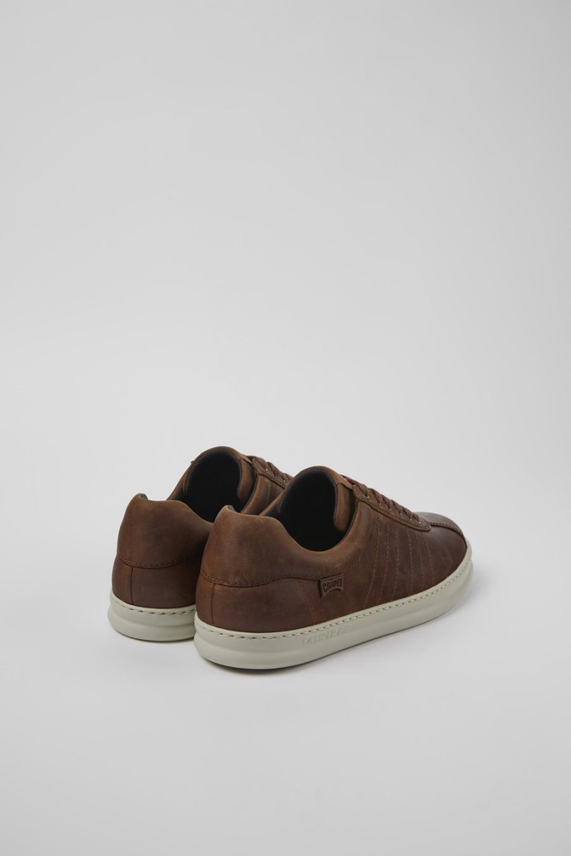 Brown Men's Camper Runner Leather Sneakers | 3429578-LI