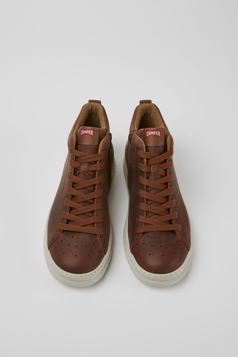 Brown Men's Camper Runner Leather Sneakers | 2793068-TO