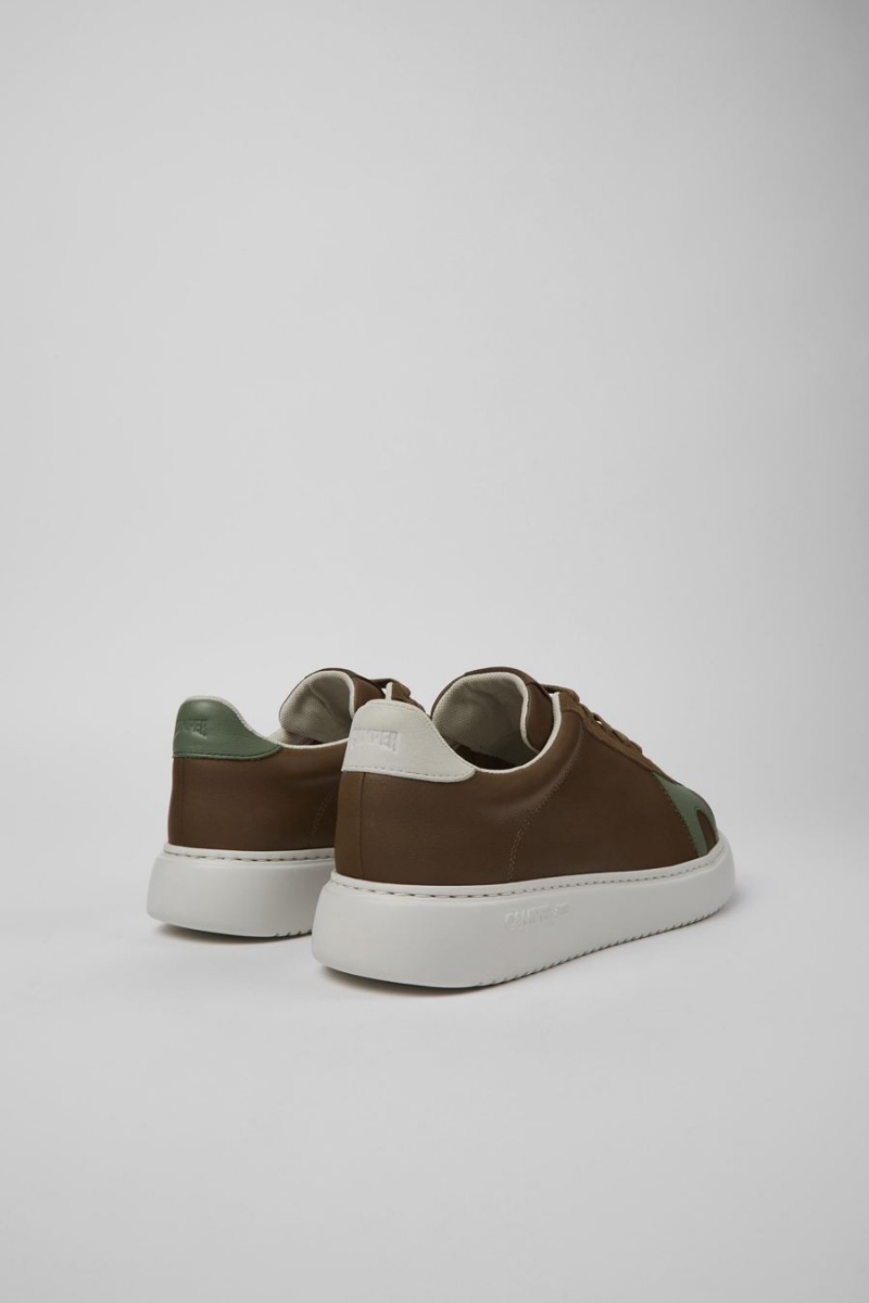 Brown Men's Camper Twins Leather Nubuck Sneakers | 8347051-RN