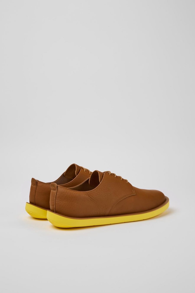 Brown Men's Camper Wagon Leather Sneakers | 8965023-KU