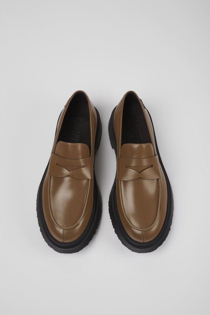 Brown Men's Camper Walden Leather Loafers | 5640721-MS