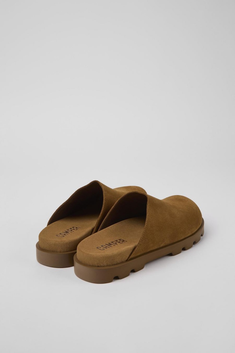 Brown Women's Camper Brutus Leather Clogs Slippers | 3052687-TU