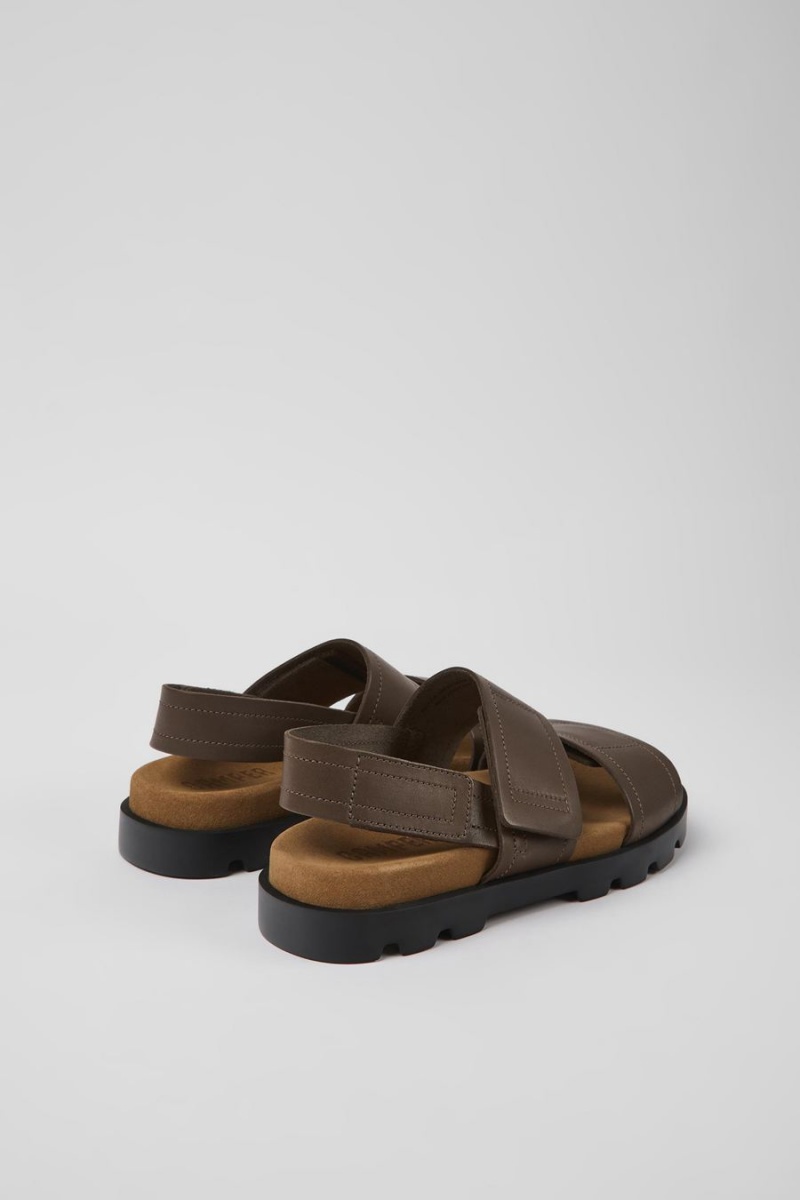 Brown Women's Camper Brutus Leather Sandals | 5346170-RD