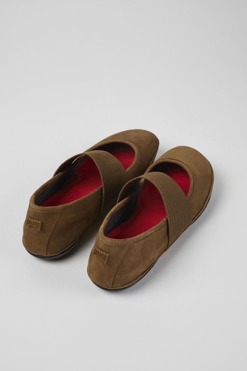 Brown Women's Camper Right Nubuck Ballerina | 8314967-QZ