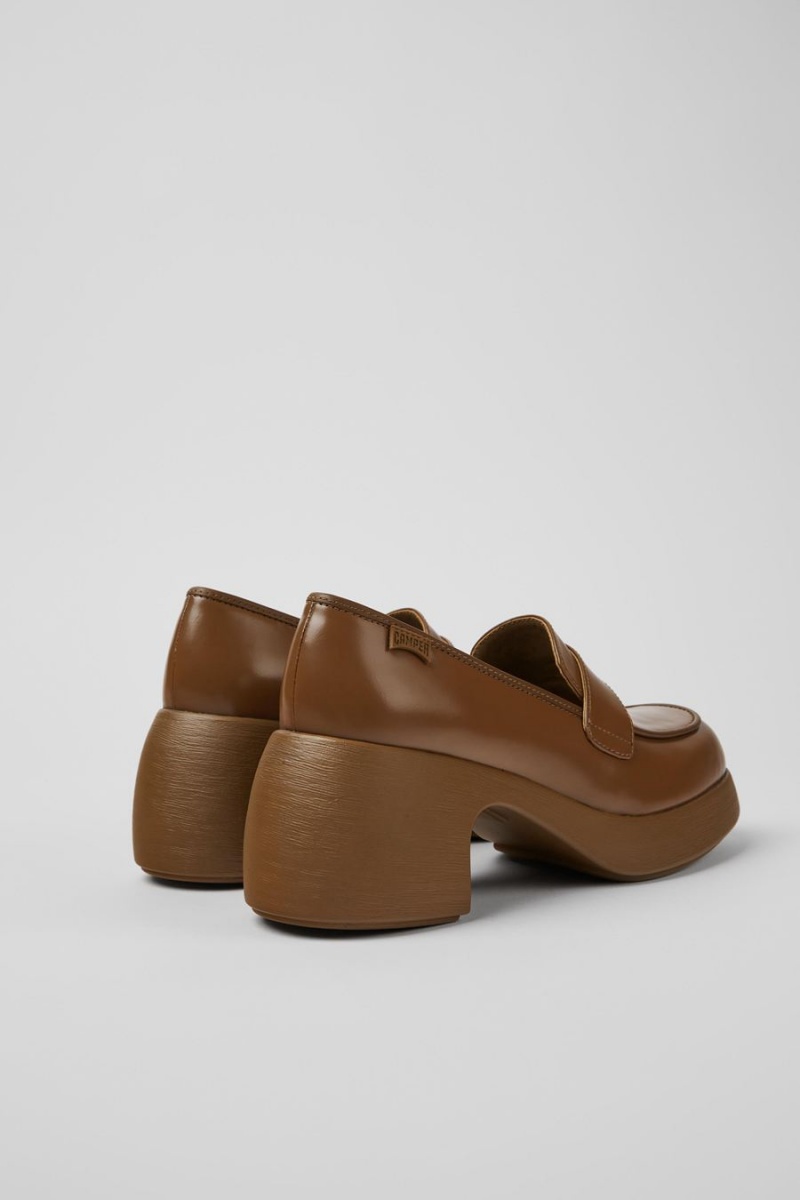 Brown Women's Camper Thelma Leather Wedges | 0628731-CP